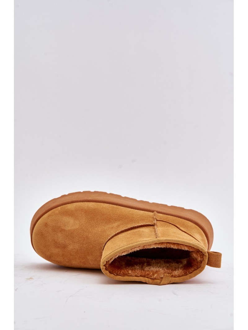 Low Women's Snow Boots On Platform Insulated With Fur Camel Saldren