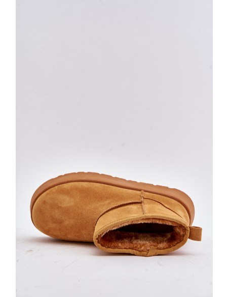 Low Women's Snow Boots On Platform Insulated With Fur Camel Saldren