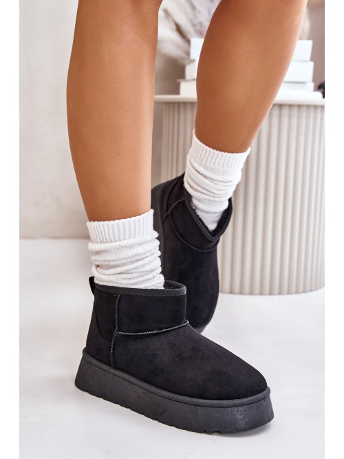 Low Women Snow Boots On Platform Insulated With Fur Black Saldren 2