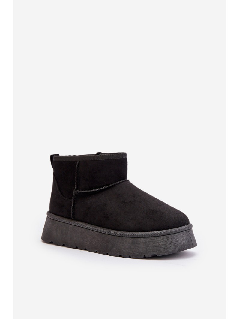 Low Women Snow Boots On Platform Insulated With Fur Black Saldren