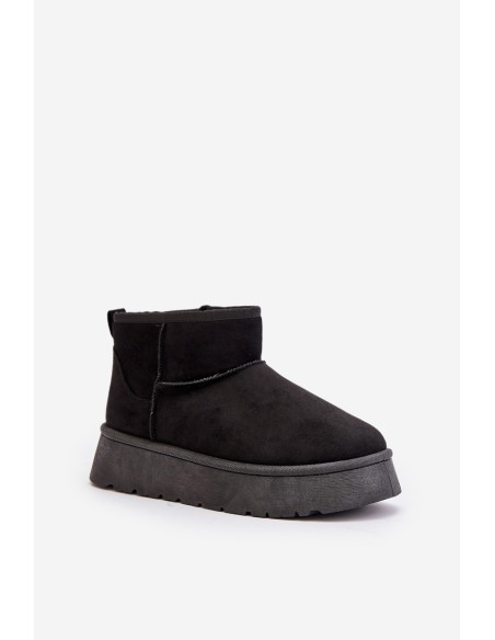 Low Women Snow Boots On Platform Insulated With Fur Black Saldren