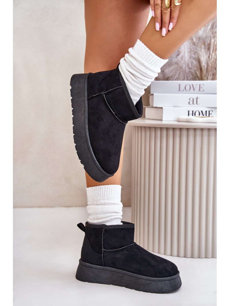 Low Women Snow Boots On Platform Insulated With Fur Black Saldren