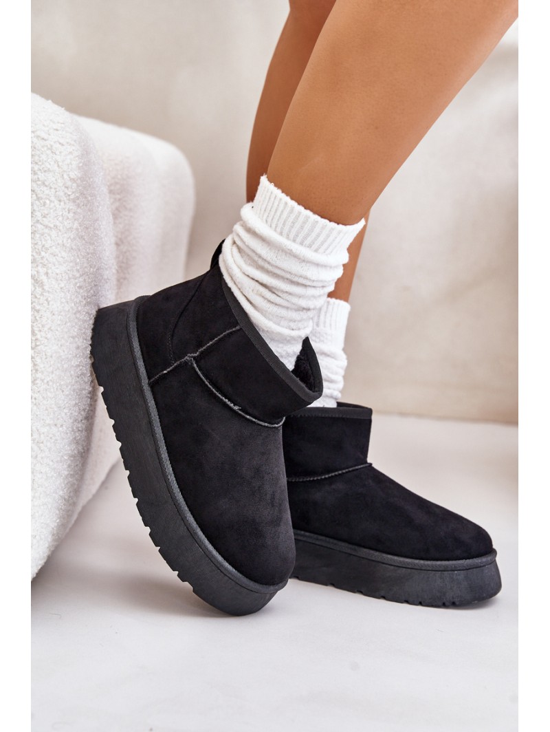 Low Women Snow Boots On Platform Insulated With Fur Black Saldren