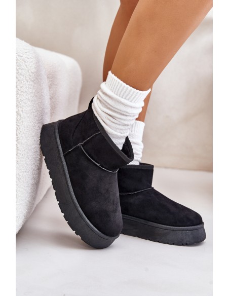 Low Women Snow Boots On Platform Insulated With Fur Black Saldren