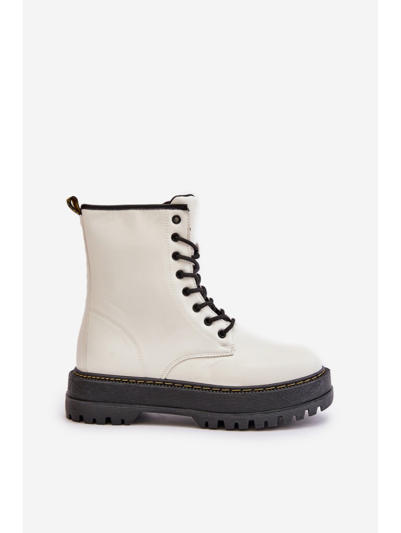 Insulated Worker Boots from Eco Leather with Zipper White Naleli