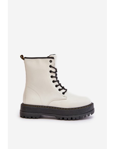Insulated Worker Boots from Eco Leather with Zipper White Naleli