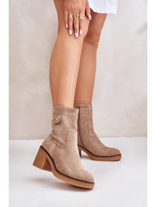 Warm Women's Heeled Ankle Boots Brown Vailia 2