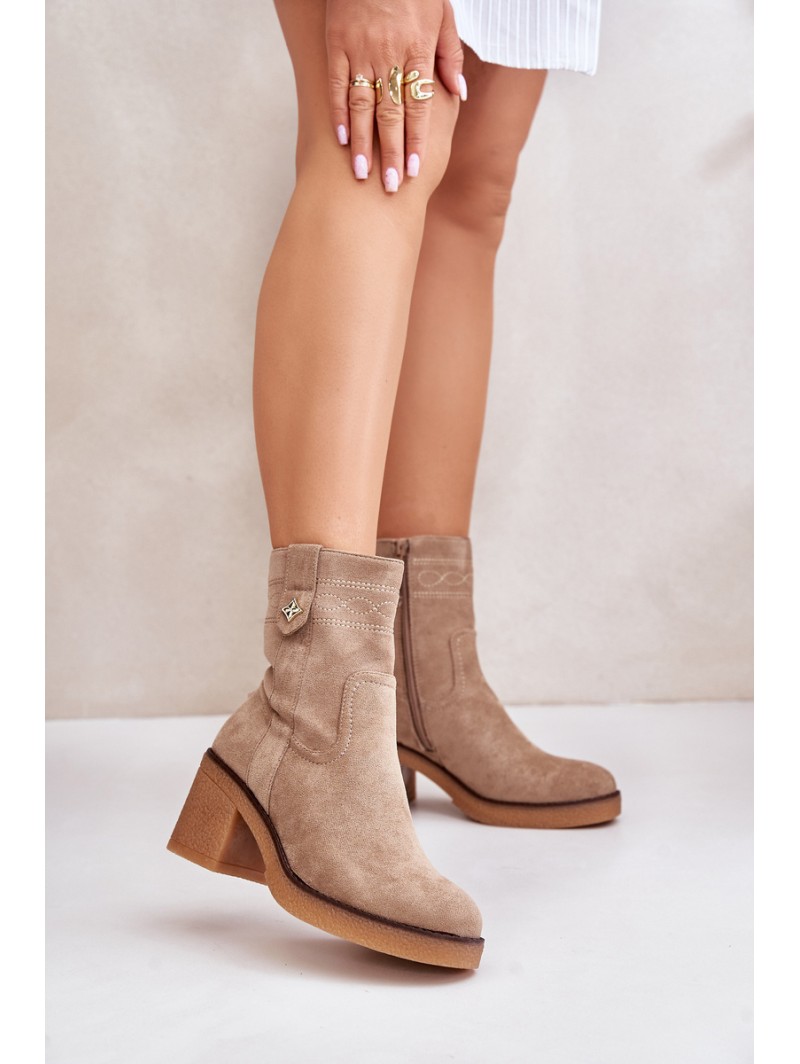 Warm Women's Heeled Ankle Boots Brown Vailia