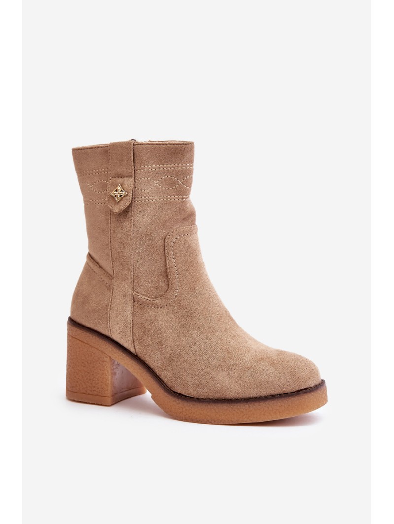Warm Women's Heeled Ankle Boots Brown Vailia