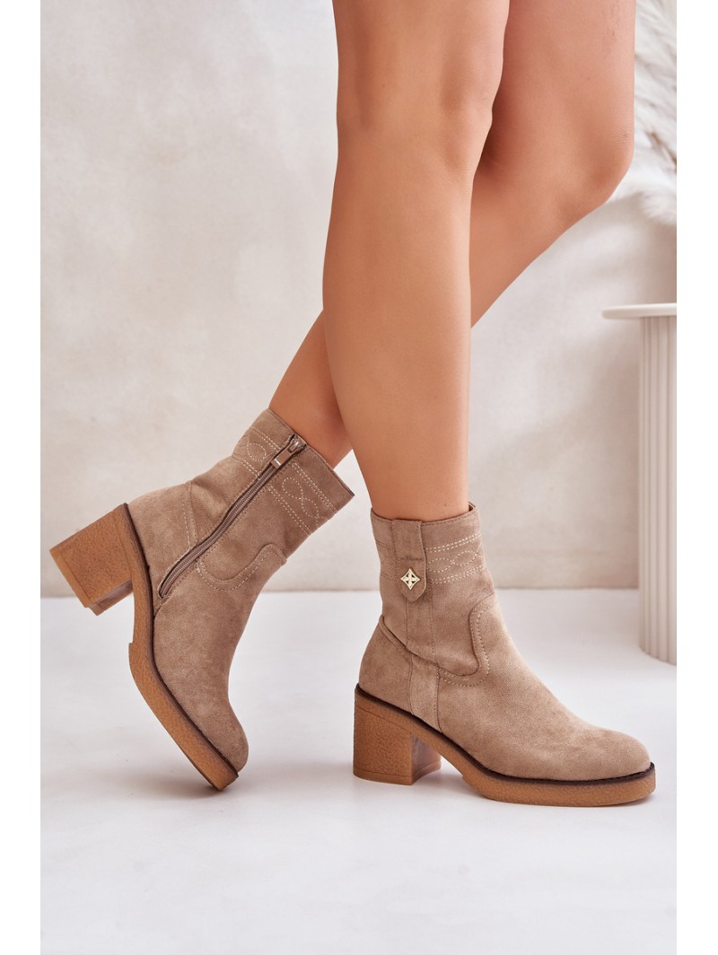 Warm Women's Heeled Ankle Boots Brown Vailia