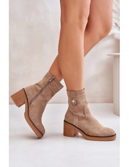 Warm Women's Heeled Ankle Boots Brown Vailia
