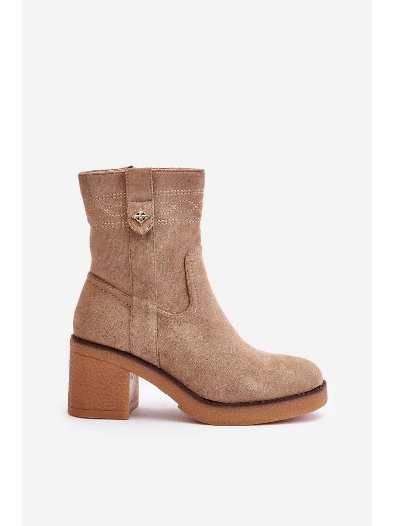 Warm Women's Heeled Ankle Boots Brown Vailia