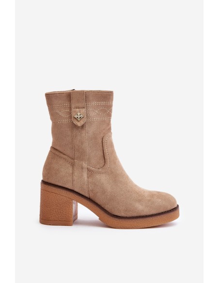 Warm Women's Heeled Ankle Boots Brown Vailia
