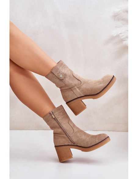 Warm Women's Heeled Ankle Boots Brown Vailia