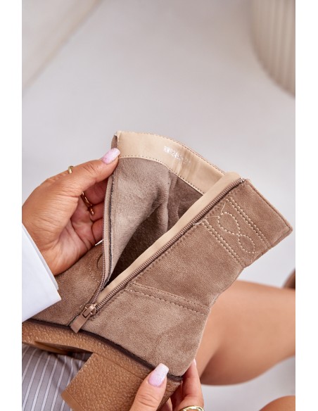 Warm Women's Heeled Ankle Boots Brown Vailia