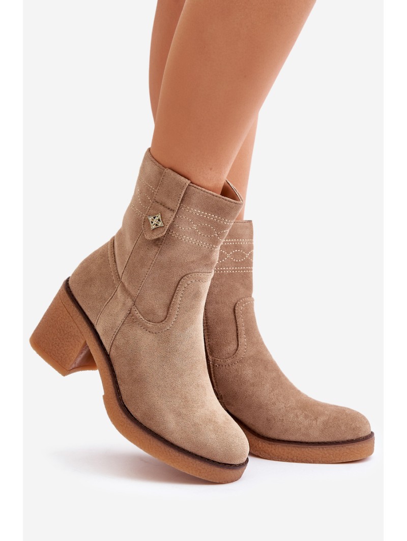 Warm Women's Heeled Ankle Boots Brown Vailia