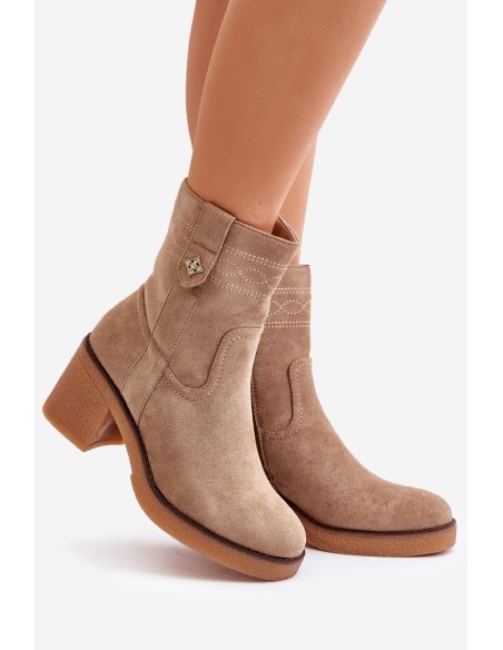 Warm Women's Heeled Ankle Boots Brown Vailia