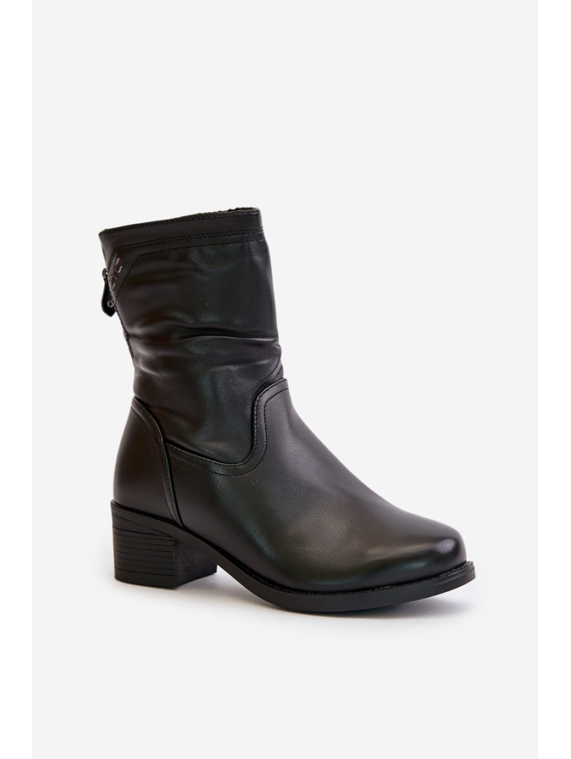 Boots On Low Heel Insulated With Fur Vinceza 85155 Black