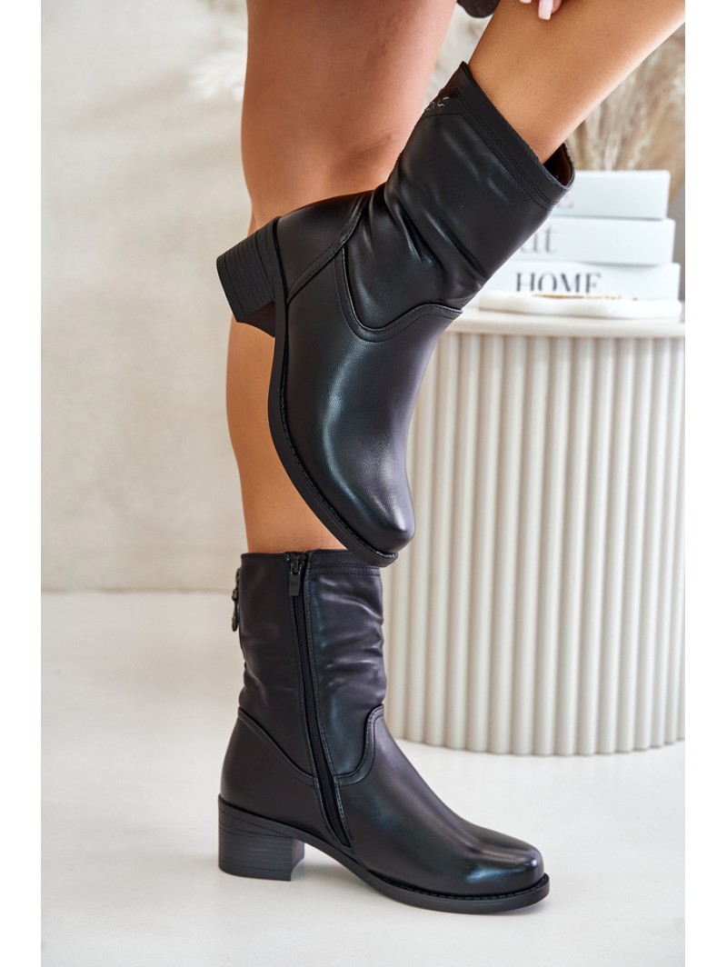 Boots On Low Heel Insulated With Fur Vinceza 85155 Black