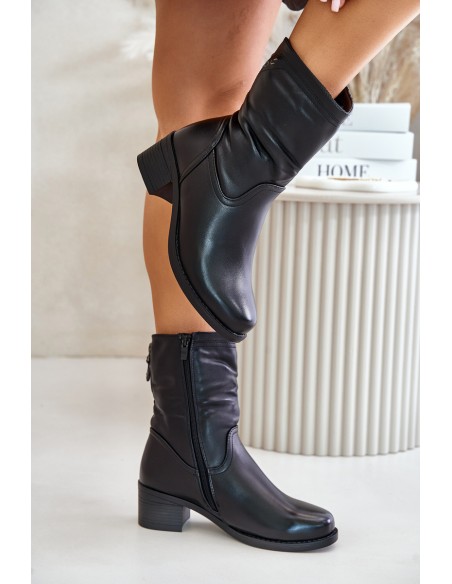 Boots On Low Heel Insulated With Fur Vinceza 85155 Black