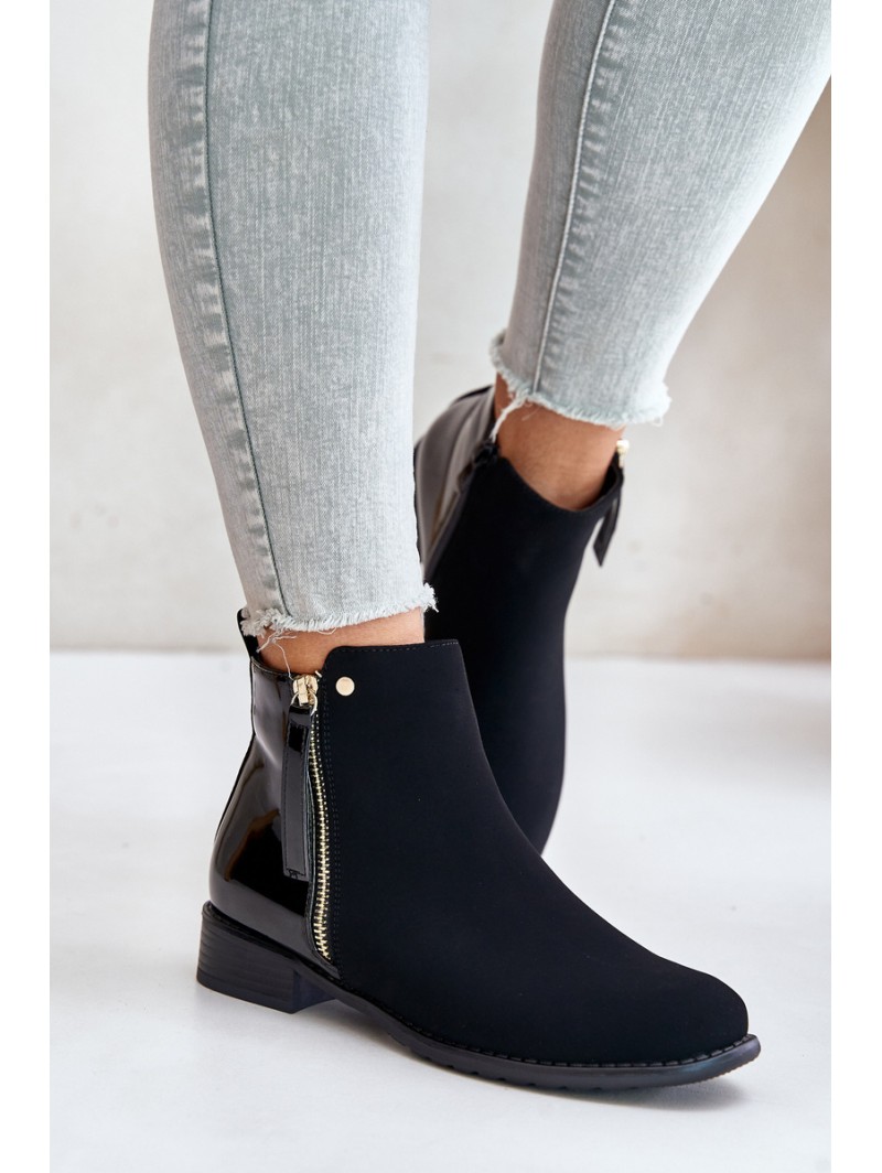 Insulated ankle boots with flat heel and low shaft black Zinariella