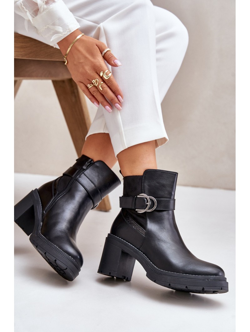 Women's Heeled Ankle Boots Insulated With Zipper Black Inabelle
