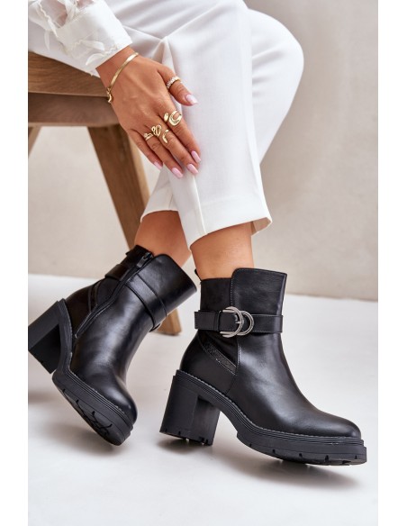 Women's Heeled Ankle Boots Insulated With Zipper Black Inabelle