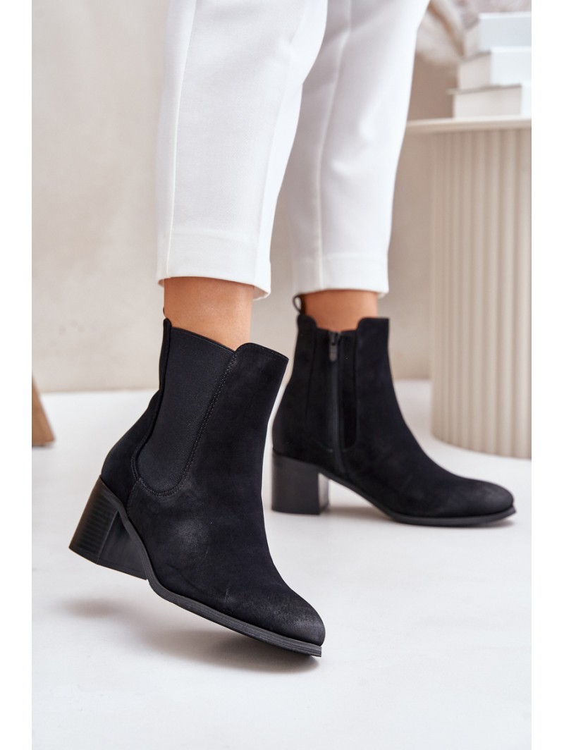 Warm Women's Ankle Boots on Heels Black Radeya