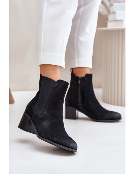 Warm Women's Ankle Boots on Heels Black Radeya