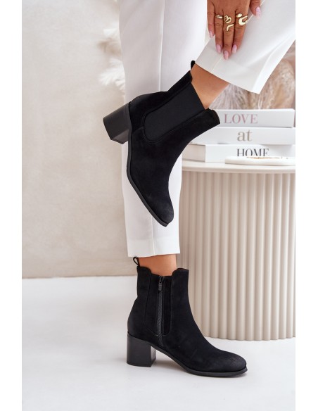 Warm Women's Ankle Boots on Heels Black Radeya
