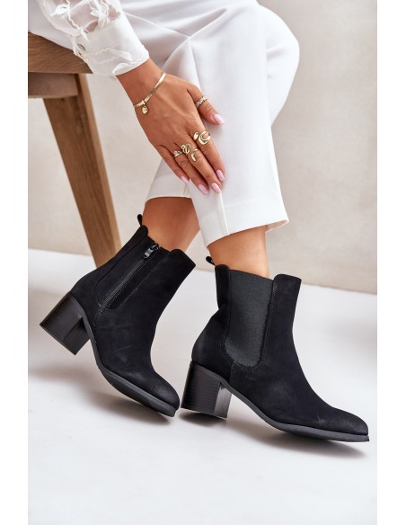 Warm Women's Ankle Boots on Heels Black Radeya