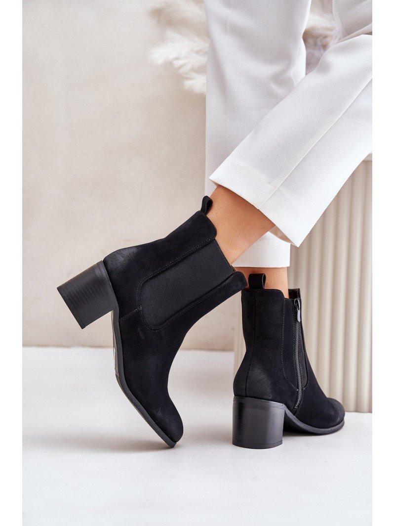 Warm Women's Ankle Boots on Heels Black Radeya