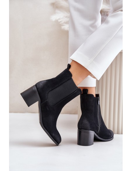 Warm Women's Ankle Boots on Heels Black Radeya