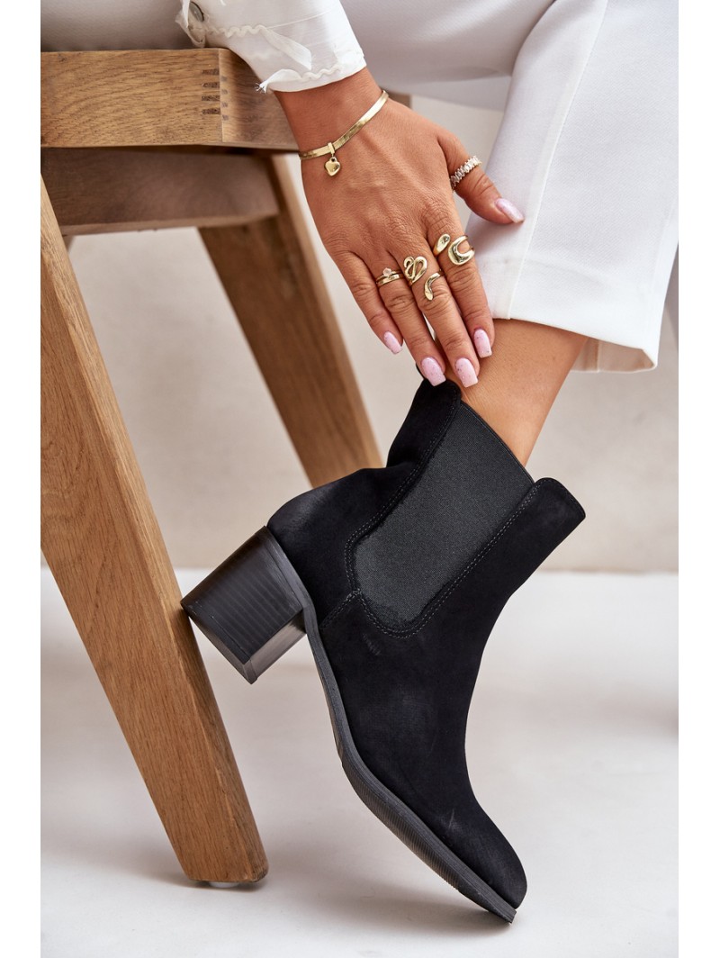 Warm Women's Ankle Boots on Heels Black Radeya