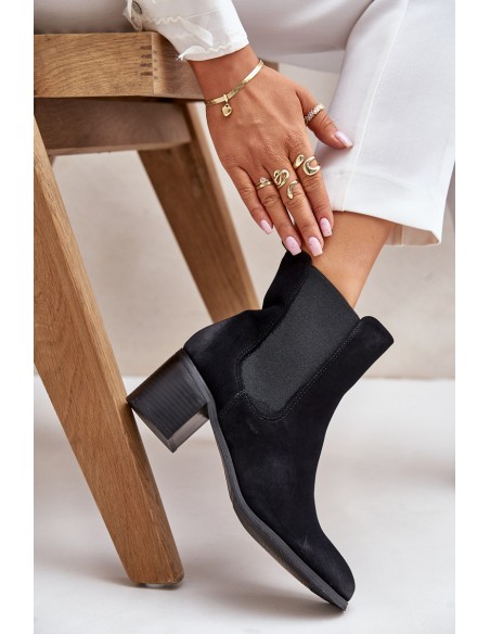 Warm Women's Ankle Boots on Heels Black Radeya
