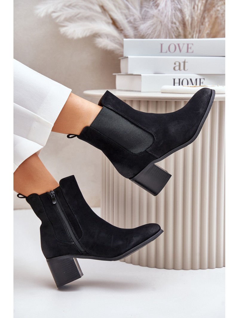 Warm Women's Ankle Boots on Heels Black Radeya