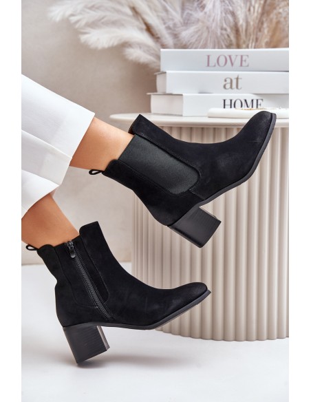 Warm Women's Ankle Boots on Heels Black Radeya