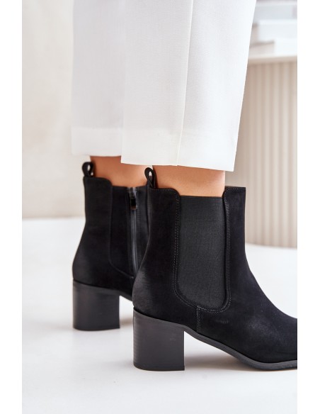 Warm Women's Ankle Boots on Heels Black Radeya