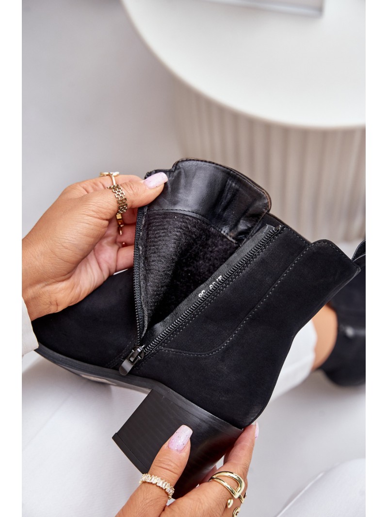 Warm Women's Ankle Boots on Heels Black Radeya
