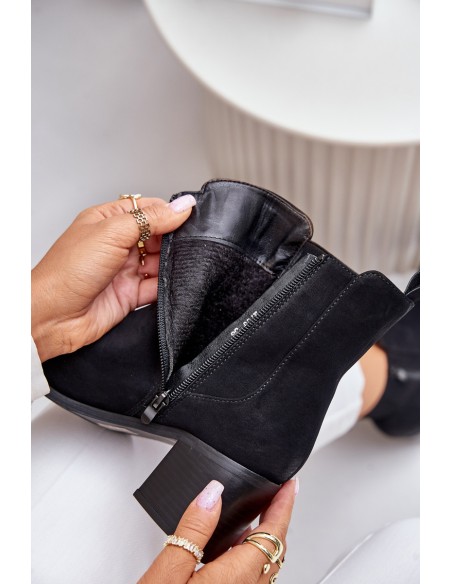 Warm Women's Ankle Boots on Heels Black Radeya