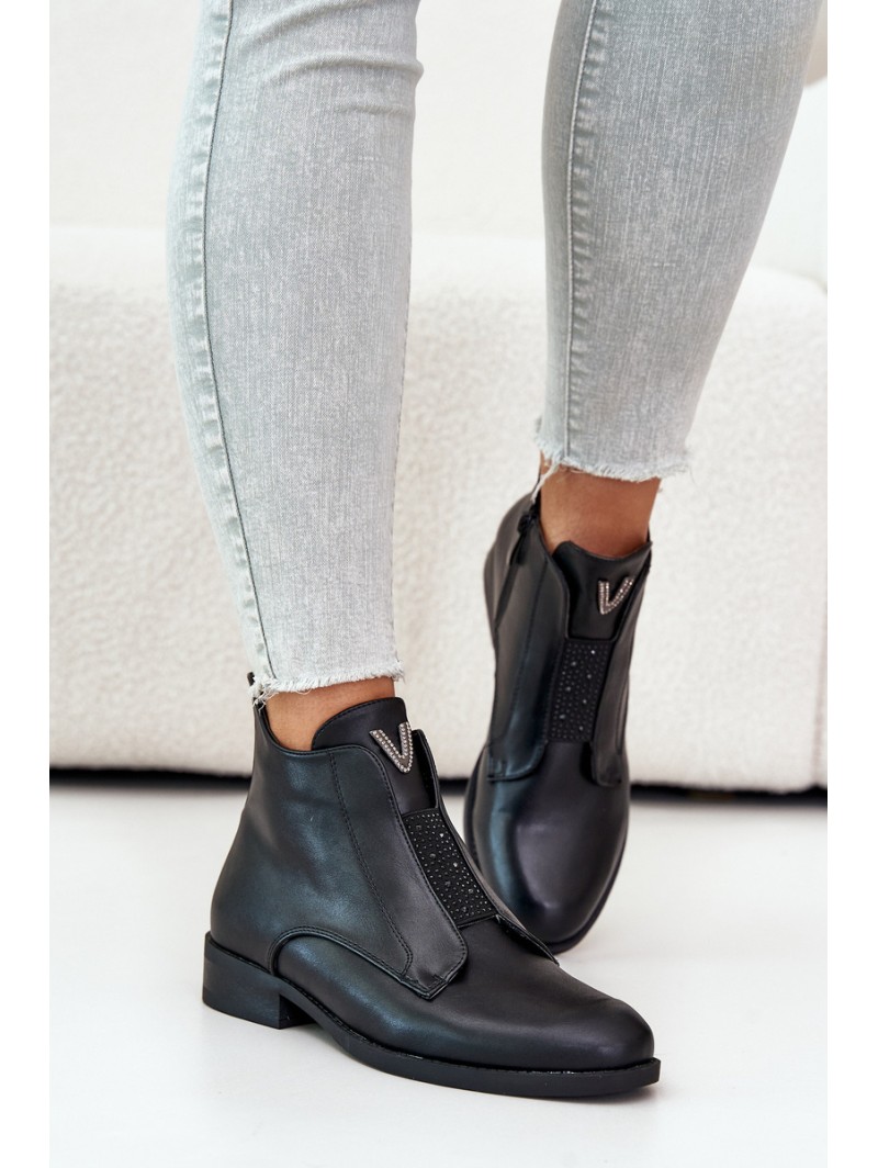 Low Women's Ankle Boots With Flat Heels Insulated Black S.Barski HY42-119 Black