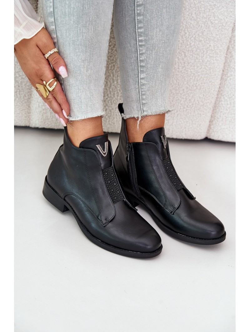 Low Women's Ankle Boots With Flat Heels Insulated Black S.Barski HY42-119 Black