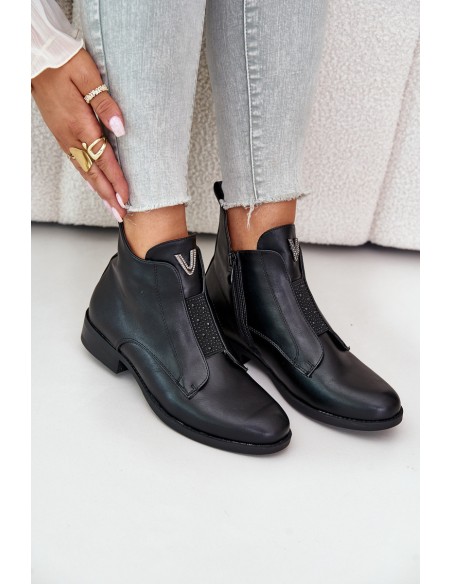 Low Women's Ankle Boots With Flat Heels Insulated Black S.Barski HY42-119 Black