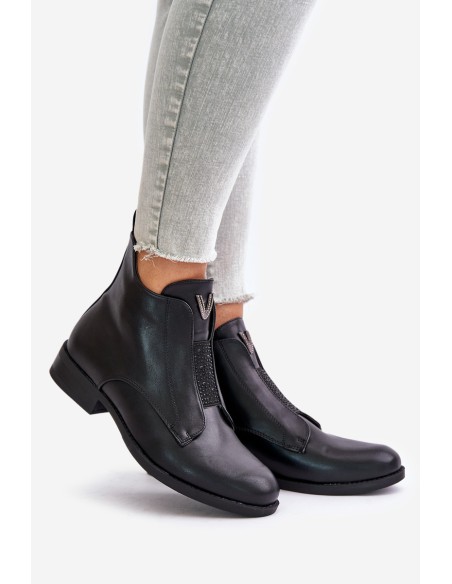 Low Women's Ankle Boots With Flat Heels Insulated Black S.Barski HY42-119 Black