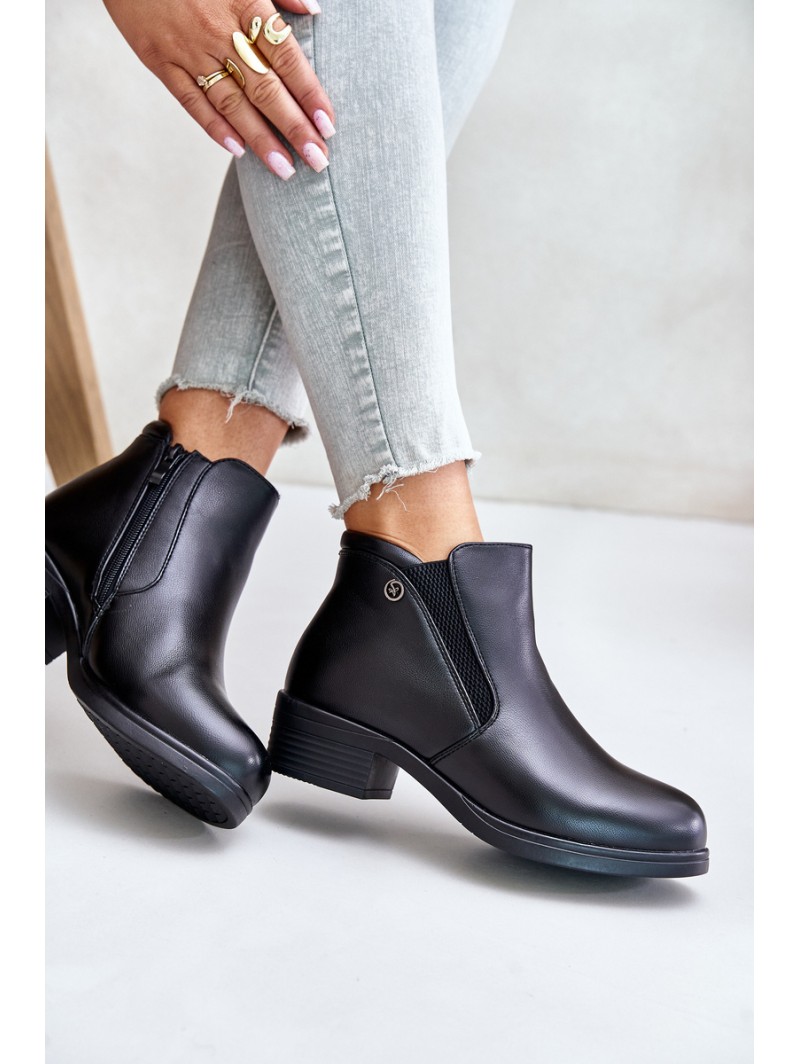 Ankle Boots With Low Shaft Insulated With Fur Vinceza 85150 Black