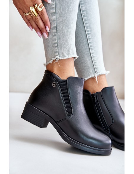Ankle Boots With Low Shaft Insulated With Fur Vinceza 85150 Black