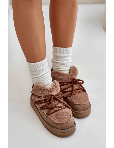 Low Snow Boots On Platform With Fur D.Franklin Brown DFSH370011