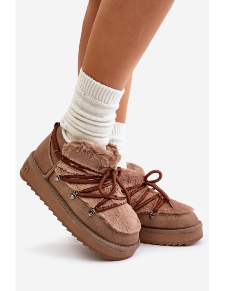 Low Snow Boots On Platform With Fur D.Franklin Brown DFSH370011