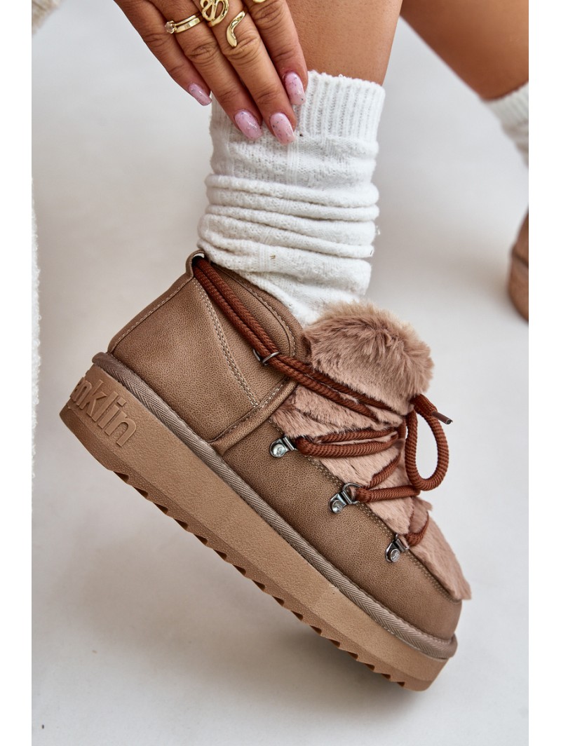 Low Snow Boots On Platform With Fur D.Franklin Brown DFSH370011