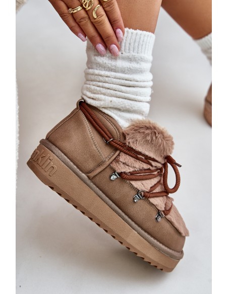 Low Snow Boots On Platform With Fur D.Franklin Brown DFSH370011